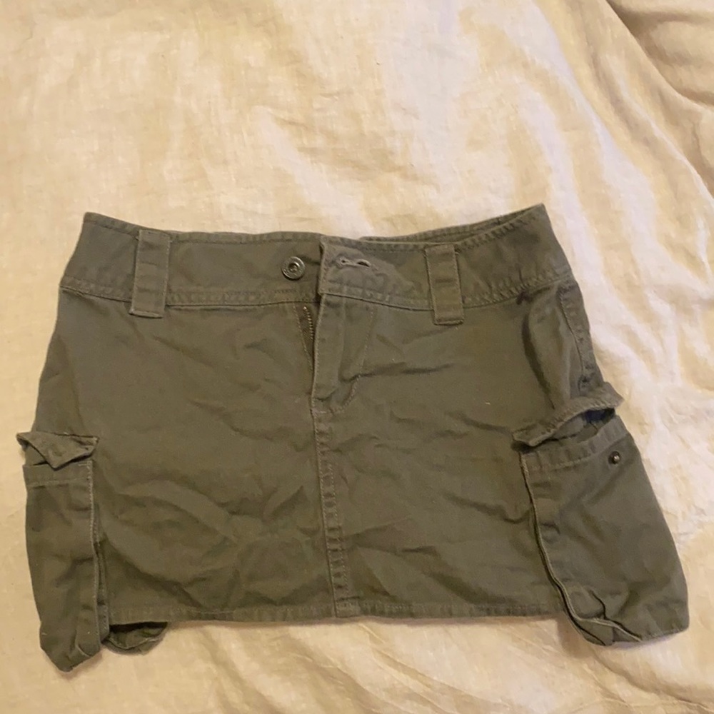 Green mini skirt